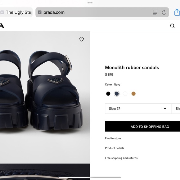 Prada Monolith Sandals in Dark Blue - Picture 1 of 3